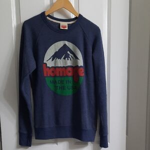 HOMAGE Navy Crewneck Sweatshirt with Red & Green Graphic